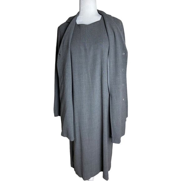 VINTAGE YEOHLEE New York Dress and Jacket Set 2-PC Wool-Blend Gray Womens Sz 10 - Picture 5 of 8